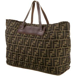 Fendi Vintage Leather Trimmed Zucca Tote Bag